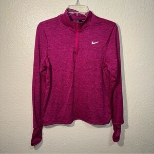 Nike Women’s Dri-FIT Quarter Zip Sweatshirt M Fuchsia Thumbhole Athletic